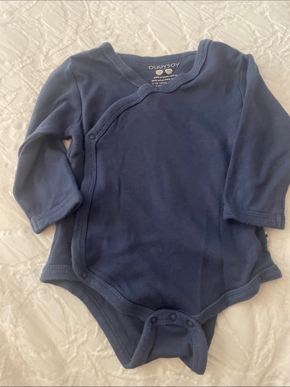 Baby Soy Navy Wrap-Style Long-Sleeve One-Piece Bodysuit